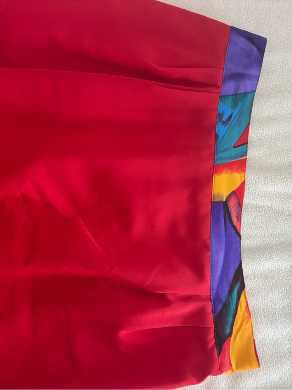 Vibrant Red Skirt with Colorblock Hem